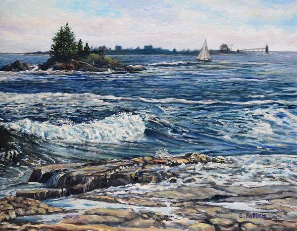 Maine Poster featuring the painting Ocean Point, East Boothbay, Maine by Eileen Patten Oliver