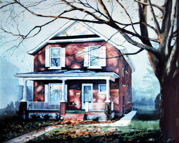 House Portrait From Photo Poster featuring the painting Brant Avenue Home by Hanne Lore Koehler