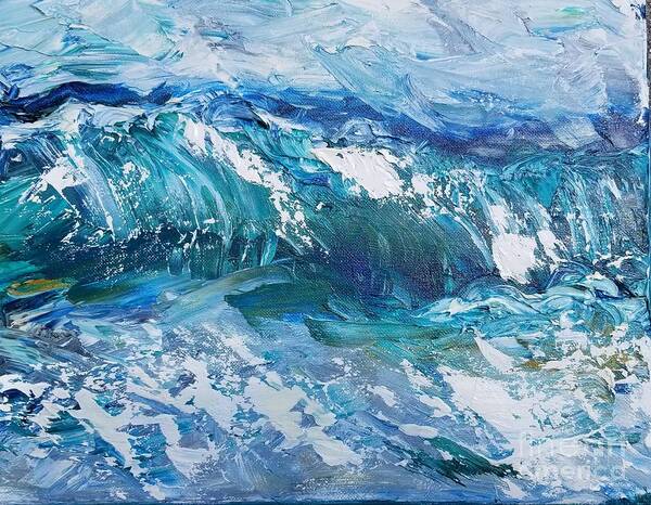 Ocean Waves Poster featuring the painting Breaking Wave in Oil by Expressions By Stephanie