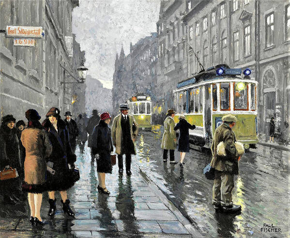 Bredgade Poster featuring the painting Bredgade, Copenhagen - Digital Remastered Edition by Paul Gustav Fischer