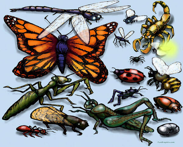 Bug Poster featuring the painting Bugs by Kevin Middleton