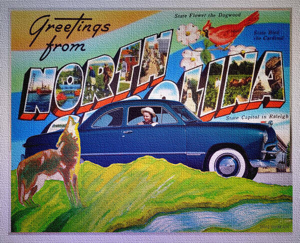 Dixie Road Trips Poster featuring the digital art Dixie Road Trips / North Carolina by David Squibb