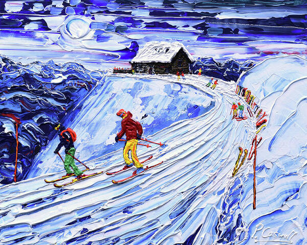Off Piste Poster featuring the painting Cabane Restaurant Verbier by Pete Caswell