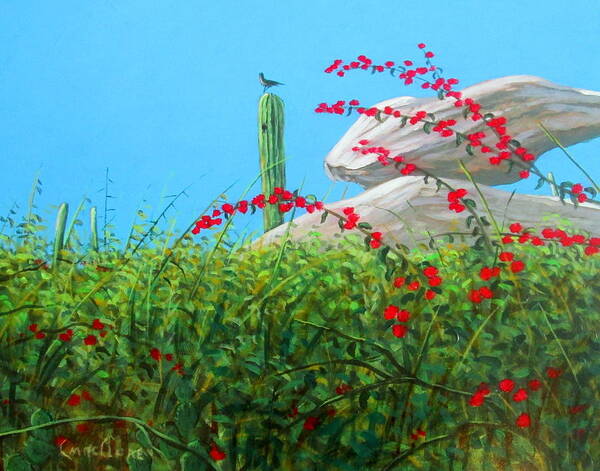 Caboart Poster featuring the painting Cactus Bird by Chris MacClure