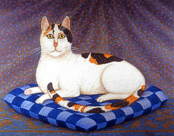 Cat Poster featuring the painting Calico Cat Portrait by Linda Mears