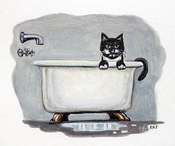 Cat Poster featuring the painting Cat in the Bathtub by Elizabeth Robinette Tyndall
