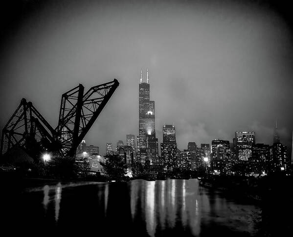 Chicago Poster featuring the photograph Chicago at night by Jim Signorelli