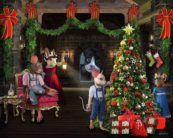 Christmas Poster featuring the photograph Christmas Mice by Diana Haronis