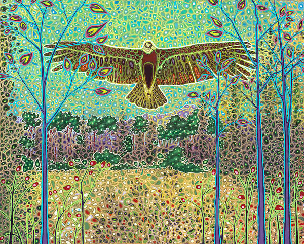 Condor Poster featuring the painting Messenger from Hanan Pacha by Karen Williams-Brusubardis