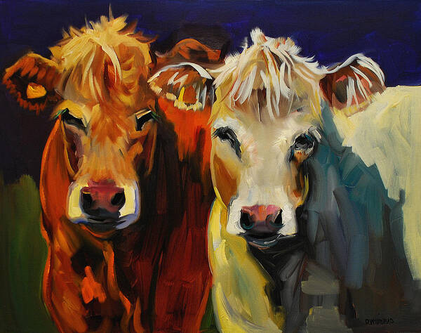 Painting Poster featuring the painting Cow Buddies by Diane Whitehead