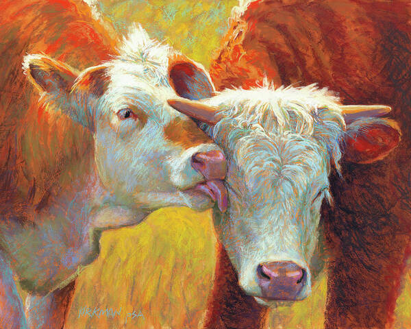 Cow Poster featuring the pastel Cow Lick by Rita Kirkman