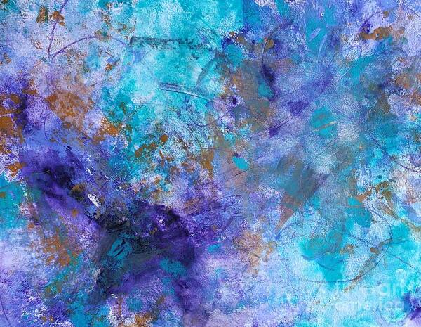 Abstract Mixed Media Poster featuring the painting Dancing in the Rain by Lisa Debaets