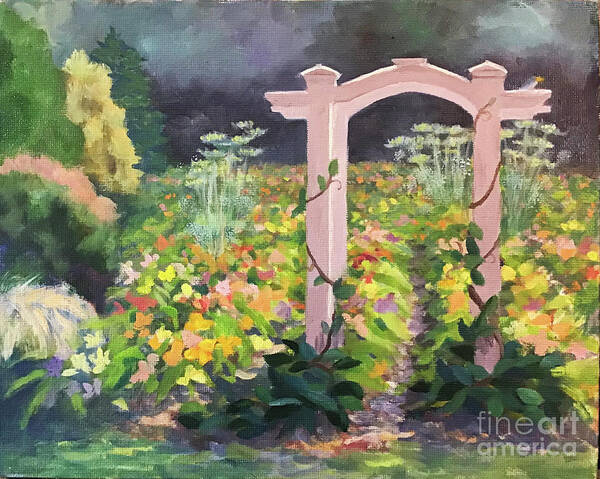 Lily Poster featuring the painting Day Lily Farm Arch by Anne Marie Brown