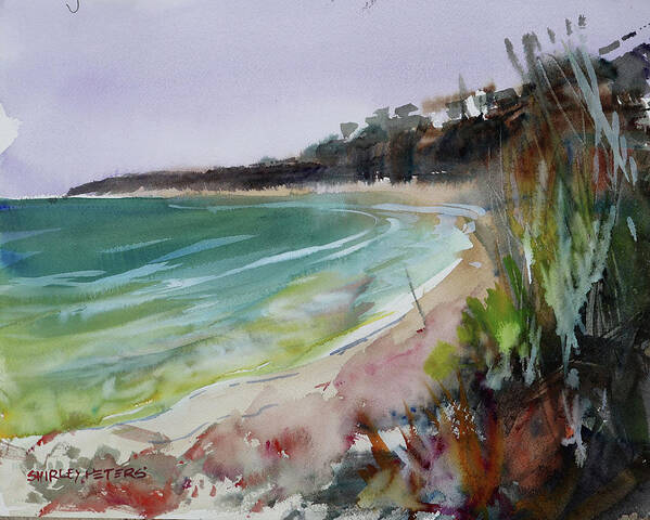 Landscape Poster featuring the painting Deserted Beach by Shirley Peters