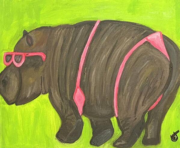 Hippo Poster featuring the painting Do I Look Fat?  by Anita Hummel