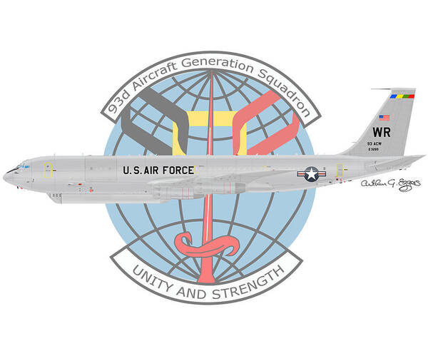 Northrop Grumman E-8c Poster featuring the digital art E-8C JSTARS 93dAGS by Arthur Eggers