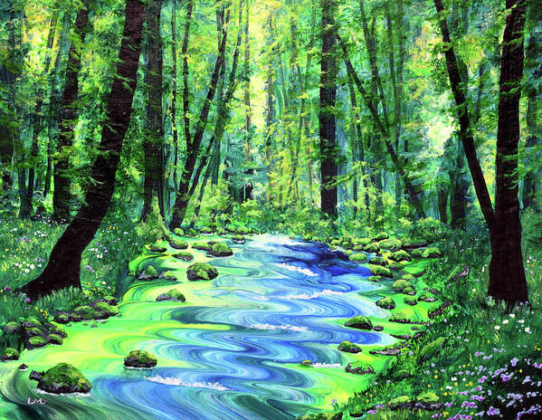 Pacific Northwest Poster featuring the painting Enchanting Woodland by Laura Iverson