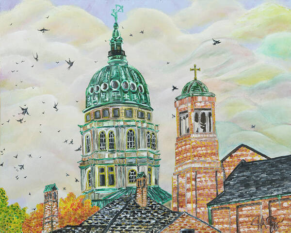 Acrylic Painting Art Poster featuring the painting End Of The Green College Of Crows by The GYPSY