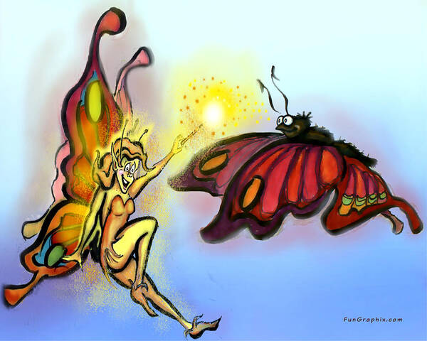 Faerie Poster featuring the painting Faerie n Butterfly by Kevin Middleton