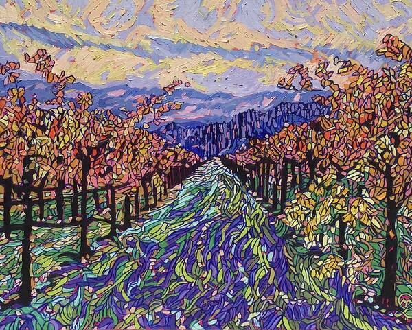 Fall In The Vineyard Poster featuring the painting Fall in the vineyard by Therese Legere