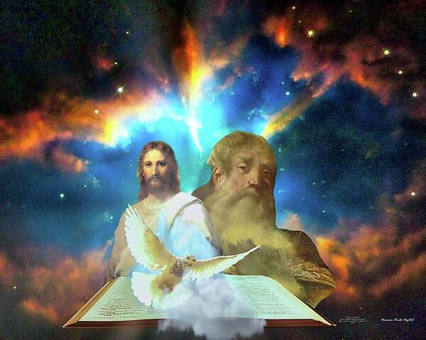 Scripture Poster featuring the digital art Father Son and Holy Ghost by Norman Brule