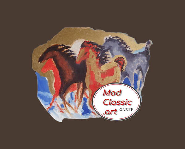 Guitars Poster featuring the painting Five Horses ModClassic Art by Enrico Garff