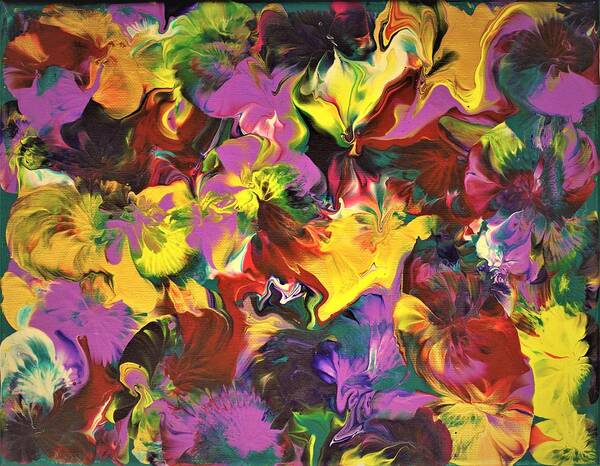 Wall Art Abstract Painting Abstract Flowers Acrylic Painting Wall Décor Original Art Picture Painting Art For The Living Room Office Decor Gift Idea For Him Gift Idea For Her Poster featuring the painting Flowers of Fantasy by Tanya Harr