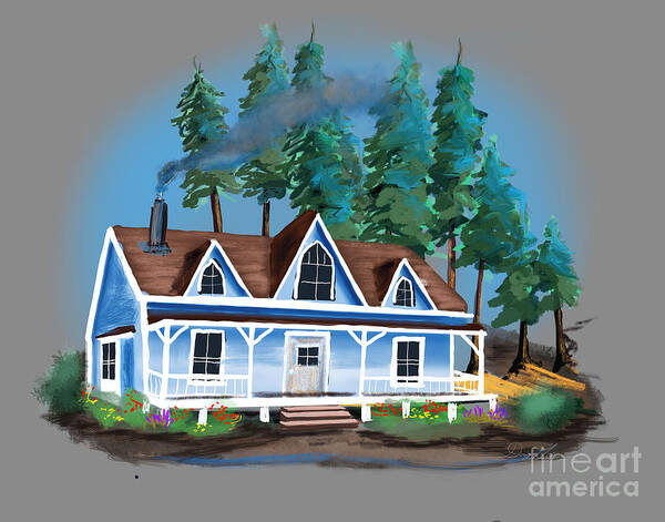 Cabin Poster featuring the digital art Forest Cabin by Doug Gist
