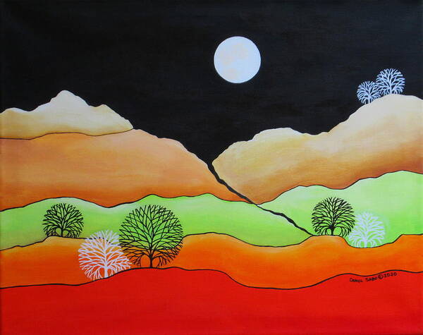 Full Moon Poster featuring the painting Full Moon by Carol Sabo