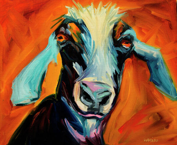 Goat Painting Poster featuring the painting Goat Stare by Diane Whitehead