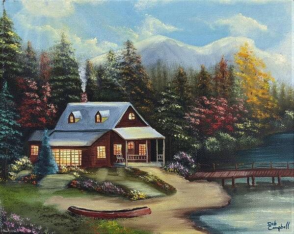 Cabin Poster featuring the painting Grandpa's Cabin by Debra Campbell