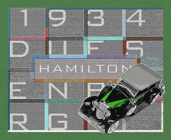 Hamilton Collection Poster featuring the digital art Hamilton Collection / 1934 Duesenberg by David Squibb