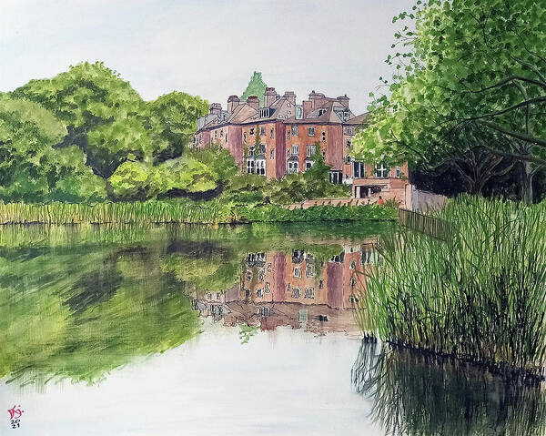  Poster featuring the painting Hampstead Heath Pond two London UK by Francisco Gutierrez