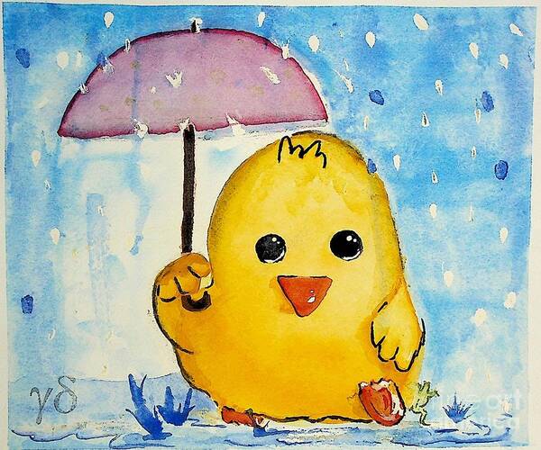 Happy Poster featuring the painting Happy Duckie Spring by Valerie Shaffer