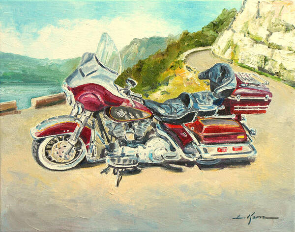 Harley Davidson Painting Poster featuring the painting Harley Davidson by Luke Karcz