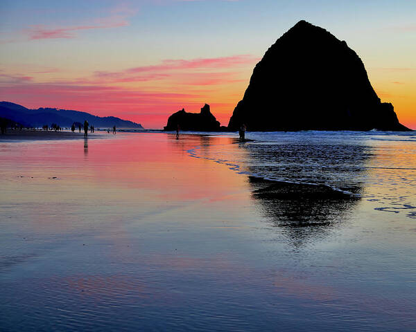 Haystack Poster featuring the photograph Haystack Rock Silhouettes by Todd Kreuter