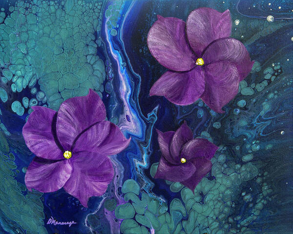 Blue Hibiscus Poster featuring the painting Hi, Biscus by Donna Manaraze