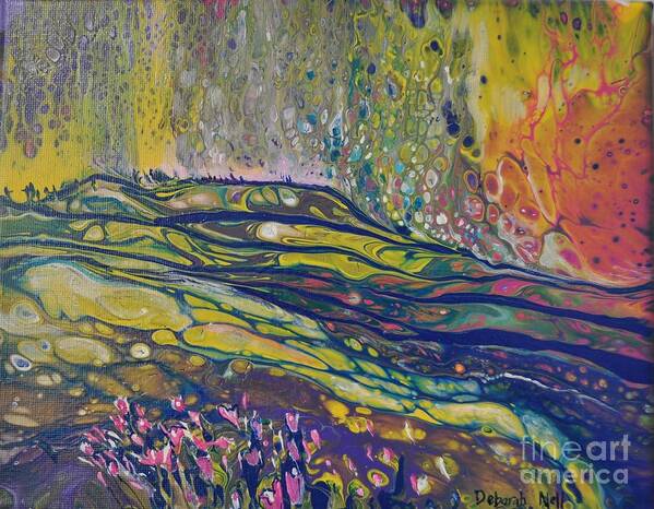 Fluid Art Poster featuring the painting Hills Ablaze by Deborah Nell