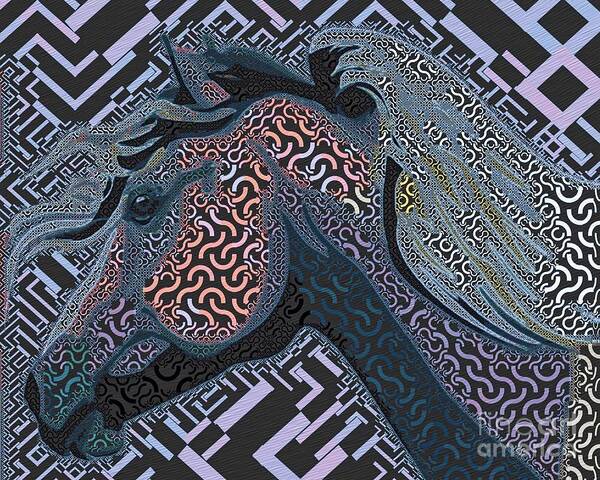 Horse Poster featuring the digital art Horse Portrait - Abstract Artwork 6a by Philip Preston