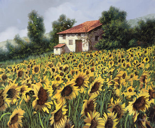 Tuscany Poster featuring the painting I Girasoli Nel Campo by Guido Borelli