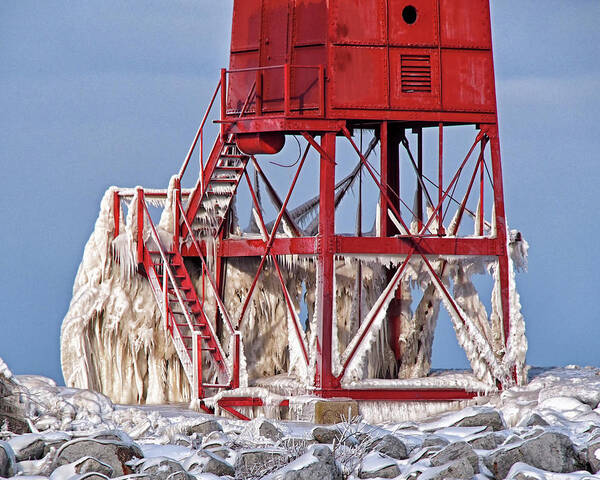 Ice Poster featuring the photograph Ice Covered North Breakwater Lighthouse by Scott Olsen