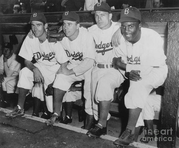 People Poster featuring the photograph Jackie Robinson and Pee Wee Reese by National Baseball Hall Of Fame Library