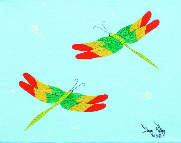 Rastafarians Poster featuring the painting Jammin' Dragonflies by Doug Miller