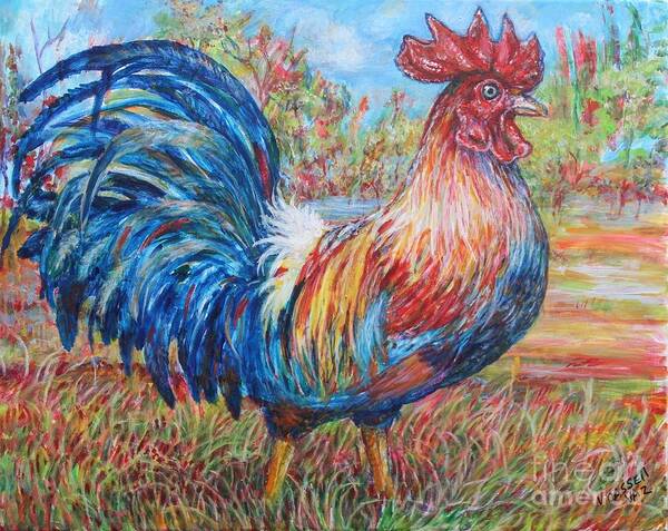 Chicken Poster featuring the painting Jungle Fowl Rooster by Veronica Cassell vaz