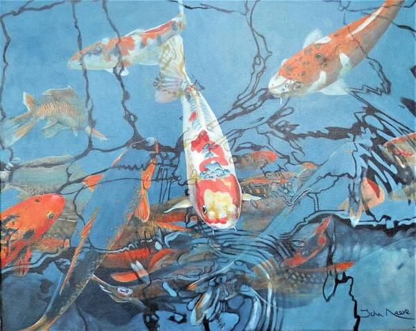 Koi Poster featuring the painting Koi by John Neeve