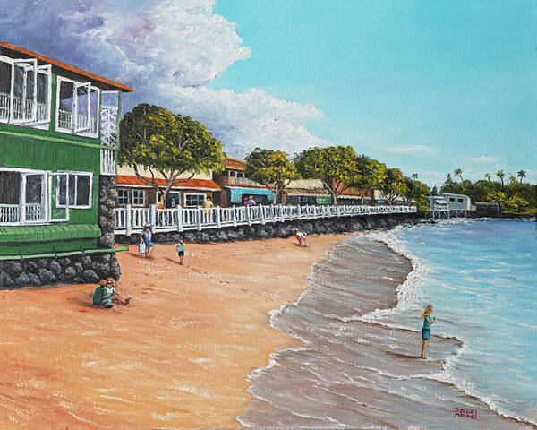 Lahaina Poster featuring the painting Lahaina Seawall by Darice Machel McGuire