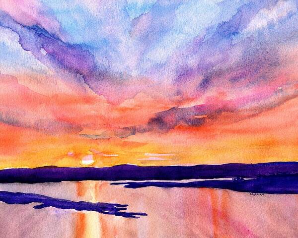 Sunset Poster featuring the painting Lake Travis Sunset by Carlin Blahnik CarlinArtWatercolor