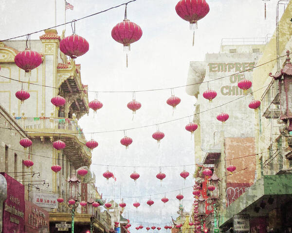 Red Lanterns Poster featuring the photograph Lanterns by Lupen Grainne