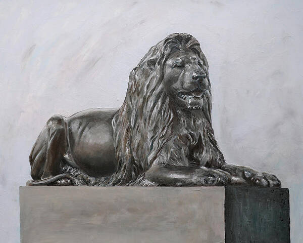 Lion Poster featuring the painting Lion at Trafalgar by Elizabeth Lock