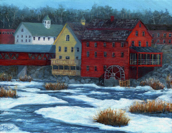 Mill Poster featuring the painting Littleton Mill by June Hunt